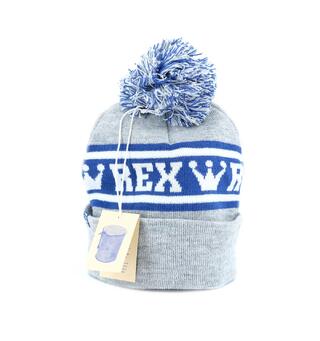 Rex Pom Beanie, Blue/Gray