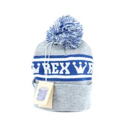 Rex Pom Beanie, Blue/Gray