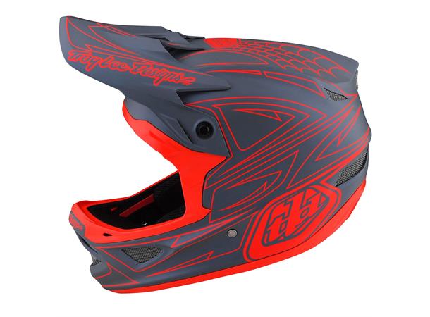 Troy Lee Designs D3 Fiberlite Helmet Spiderstripe Gray / Red