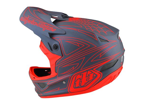 Troy Lee Designs D3 Fiberlite Helmet Spiderstripe Gray / Red