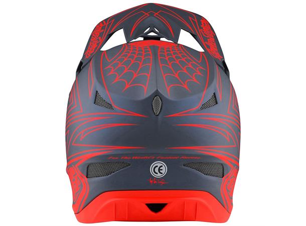 Troy Lee Designs D3 Fiberlite Helmet Spiderstripe Gray / Red