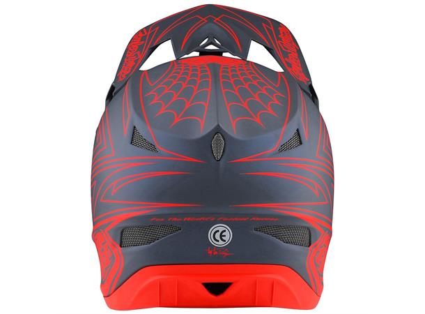 Troy Lee Designs D3 Fiberlite Helmet Spiderstripe Gray/Red