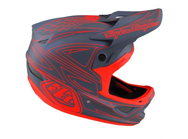 Troy Lee Designs D3 Fiberlite Helmet Spiderstripe Gray/Red