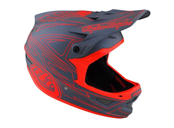 Troy Lee Designs D3 Fiberlite Helmet Spiderstripe Gray / Red