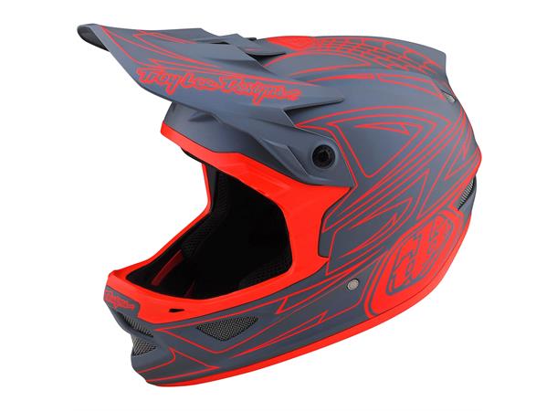 Troy Lee Designs D3 Fiberlite Helmet Spiderstripe Gray/Red