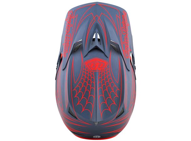 Troy Lee Designs D3 Fiberlite Helmet Spiderstripe Gray / Red