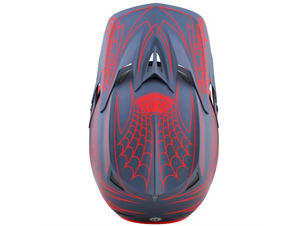 Troy Lee Designs D3 Fiberlite Helmet Spiderstripe Gray/Red